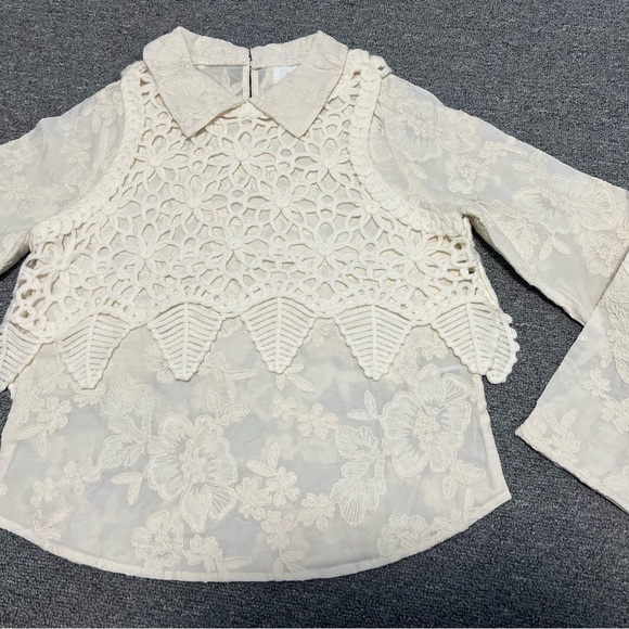 Zara White Lace Blouse 2pc - Picture 2 of 6